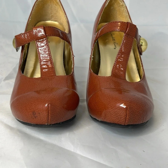 CHARLOTTE RUSSE Ashley Rusty Brown T-Strap Platform Pumps Shoes Heels Size 8 - Picture 3 of 14